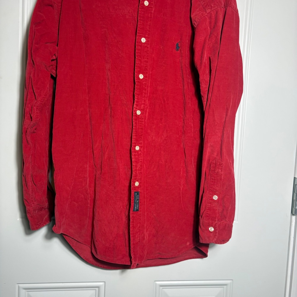 Polo Ralph Lauren Mens Red Corduroy Button Down Shirt The Blake M Long Sleeve - Picture 3 of 12
